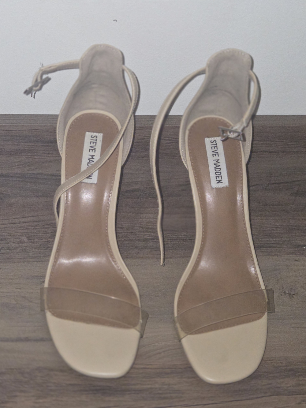 Steve Madden Cream Ankle-Strap Heels